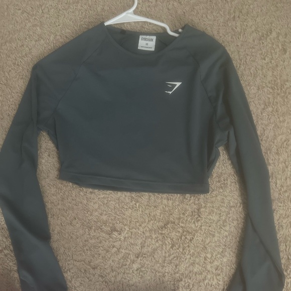 Gymshark Tops - Gymshark Dark Gray Long Sleeve Crop Top